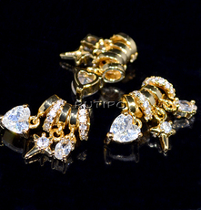 Bead with pendants 18k Gold Plated CZ 17*16mm, pcs