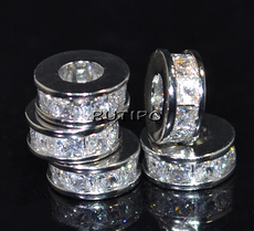 Micro Pave Cubic Zirconia Beads, 8*3mm, pcs.