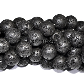 Lava bead (basalt), 10mm, 38pcs/strand