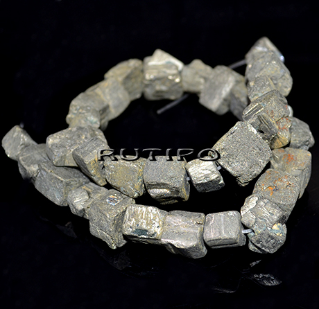 Бусины Пирит, 10-17мм, низка 39см (ок. 32шт)