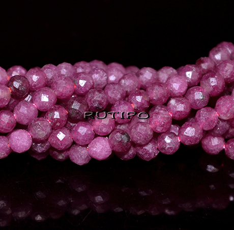 Corundum (Ruby) beads 3mm, about 120pcs/strand