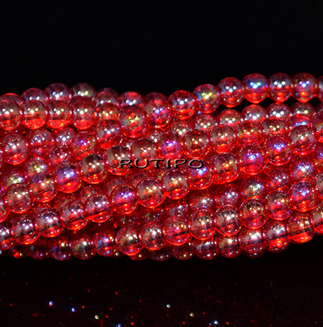 Намистини Rainbow Red, 4мм, нитка 38см(бл. 99шт)