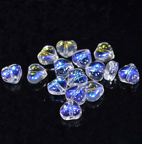 Бусина "Сердце" Rainbow, AB Clear, 6*4мм, шт
