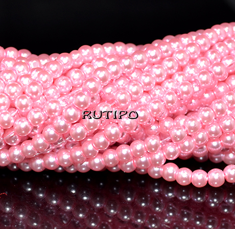 Стеклянный жемчуг Pink, 4мм, низка 80см (ок. 215шт)