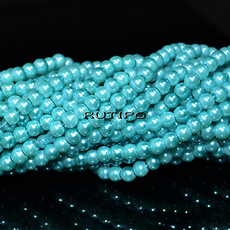 Glass pearls Cyan, 4mm, about 216pcs/strand