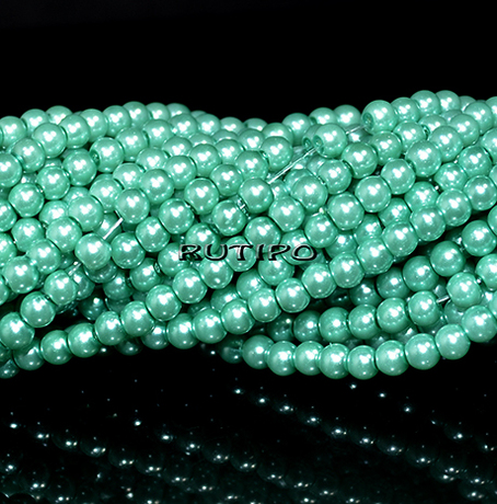 Стеклянный жемчуг Turquoise, 4мм, низка 80см (ок. 215шт)