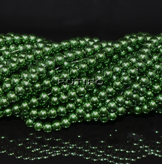 Green glass pearls, 4mm, about 200pcs/strand