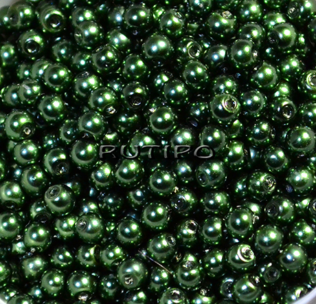 Стеклянный жемчуг DarkGreen, 4мм, шт 