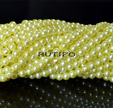Glass pearls ChampagneYellow, 4mm, about 215pcs/strand