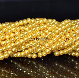 Скляні перли Gold, 4мм, нитка 80см (бл. 215шт)