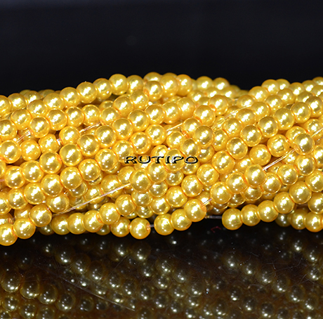Стеклянный жемчуг Gold, 4мм, низка 80см (ок. 215шт)
