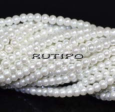 Glass pearls White, 4mm, strand 80cm (about 215pcs)