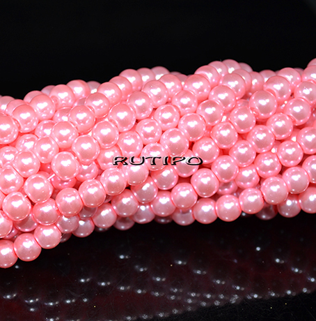 Стеклянный жемчуг Pink, 6мм, низка 75см (ок. 140шт)