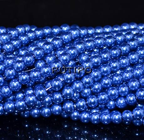 Стеклянный жемчуг RoyalBlue, 6мм, низка 80см (ок. 145шт)