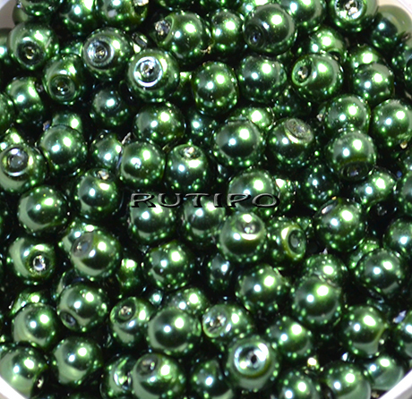 Стеклянный жемчуг DarkGreen, 6мм, шт