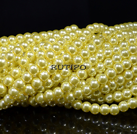 Стеклянный жемчуг ChampagneYellow, 6мм, низка 80см (ок. 145шт)