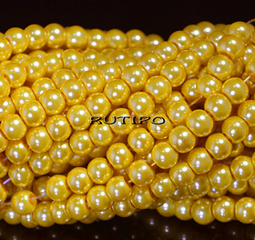 Стеклянный жемчуг, Gold, 6мм, низка 80см (ок. 145шт)