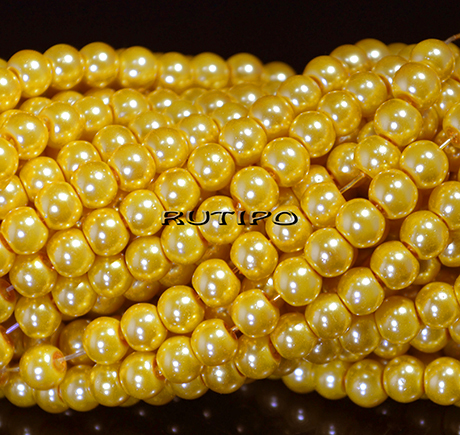 Стеклянный жемчуг, Gold, 6мм, низка 80см (ок. 145шт)