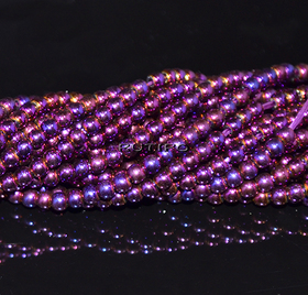Намистини Purple Plated, 2мм, нитка 36см (бл. 180шт)