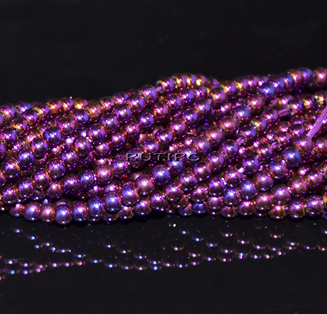 Бусины Purple Plated, 2мм, низка 36см (ок. 180шт)