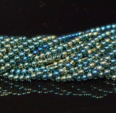 Beads ​​Green Plated, 2mm, about 180pcs/Strand