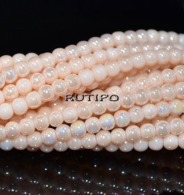 Намистини PeachPuff AB Plated, 4.5мм, нитка 38см(бл. 96шт)