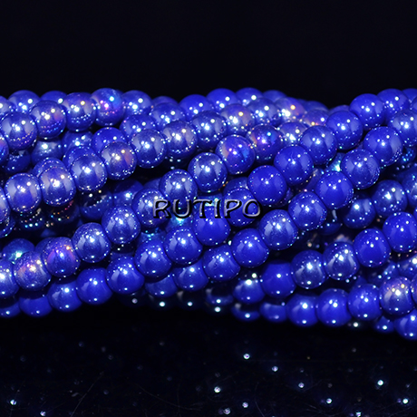 Бусины DarkBlue AB Plated, 4.5мм, низка 38см(ок. 96шт)