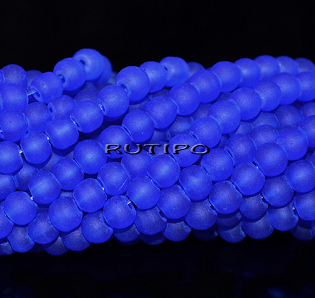Бусины матовые Blue 4мм, низка 40см (ок. 105шт)