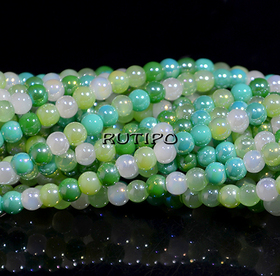 Бусины SeaGreenMIX AB, 4-4.5мм, низка 38см(ок. 100шт)