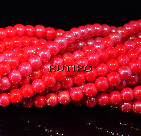 Бусины Red AB Plated, 4.5мм, низка 38см(ок. 96шт)