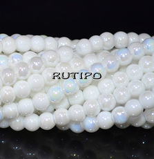 Бусины White AB Plated, 4.5мм, низка 38см(ок. 96шт)