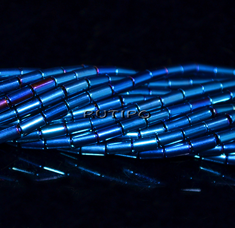 Бусины Blue Plated, 5*3мм, низка 36см (ок. 73шт)
