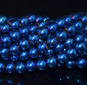 Бусины Blue Plated, 5.5-6мм, низка 76см (ок. 152шт)