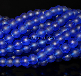 Бусины матовые Blue 6-7мм, низка 39см (ок. 68шт)