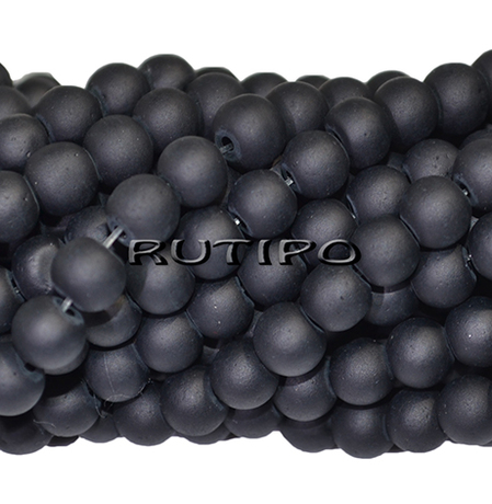 Бусины матовая Black 6мм, низка 39см(ок. 73шт)