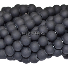 Бусины матовые Black 8мм, низка 40см(ок. 51шт)