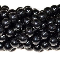 Бусина стеклянная Black 7.5-8мм, шт