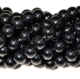 Бусины стеклянные Black 8мм, низка 30см(ок. 42шт)