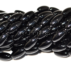 Glass olive bead Black 12 * 6mm, pcs