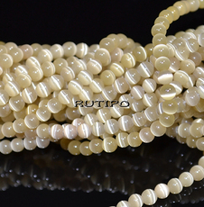 Cat Eye Beads Lightkhaki, 3mm, about 120pcs/strand