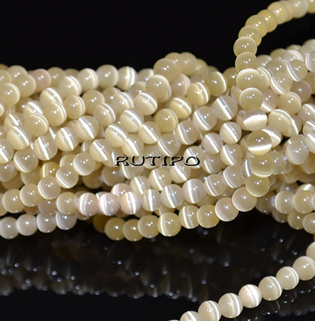 Cat Eye Beads Lightkhaki, 3mm, about 120pcs/strand