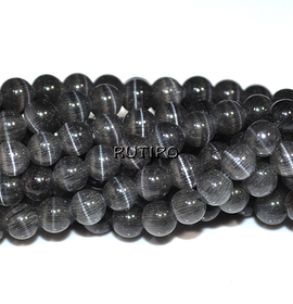 Намистини Котяче око Black, 4мм, нитка 38см (бл. 100шт)