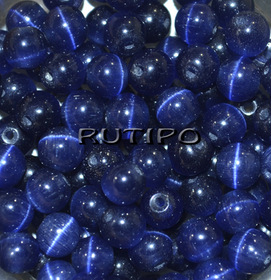 100шт, Намистини котяче око DarkBlue, 6мм