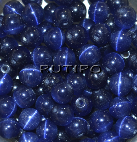 100шт, Бусины кошачий глаз DarkBlue, 6мм