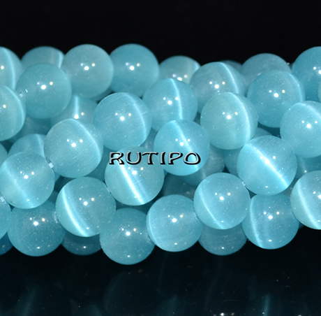 Бусина кошачий глаз LightBlue, 9.5-10мм,шт