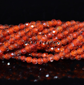 Намистини CZ, DarkOrange 2мм, нитка 38см(бл. 188шт)