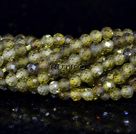 Намистини CZ, Olive 3мм, нитка 37см(бл. 125шт)