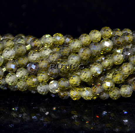 Намистини CZ, Olive 3мм, нитка 37см(бл. 125шт)