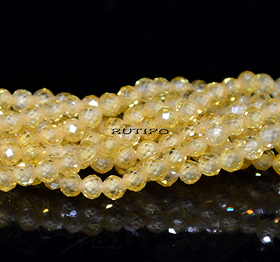 Намистини CZ, Gold 3мм, нитка 37см(бл. 125шт)