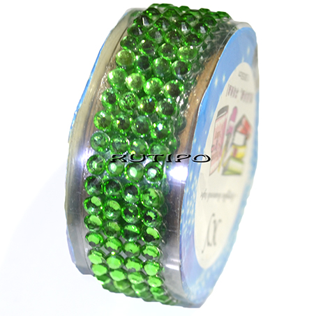 Скотч со стразами Green, 17мм, бобина